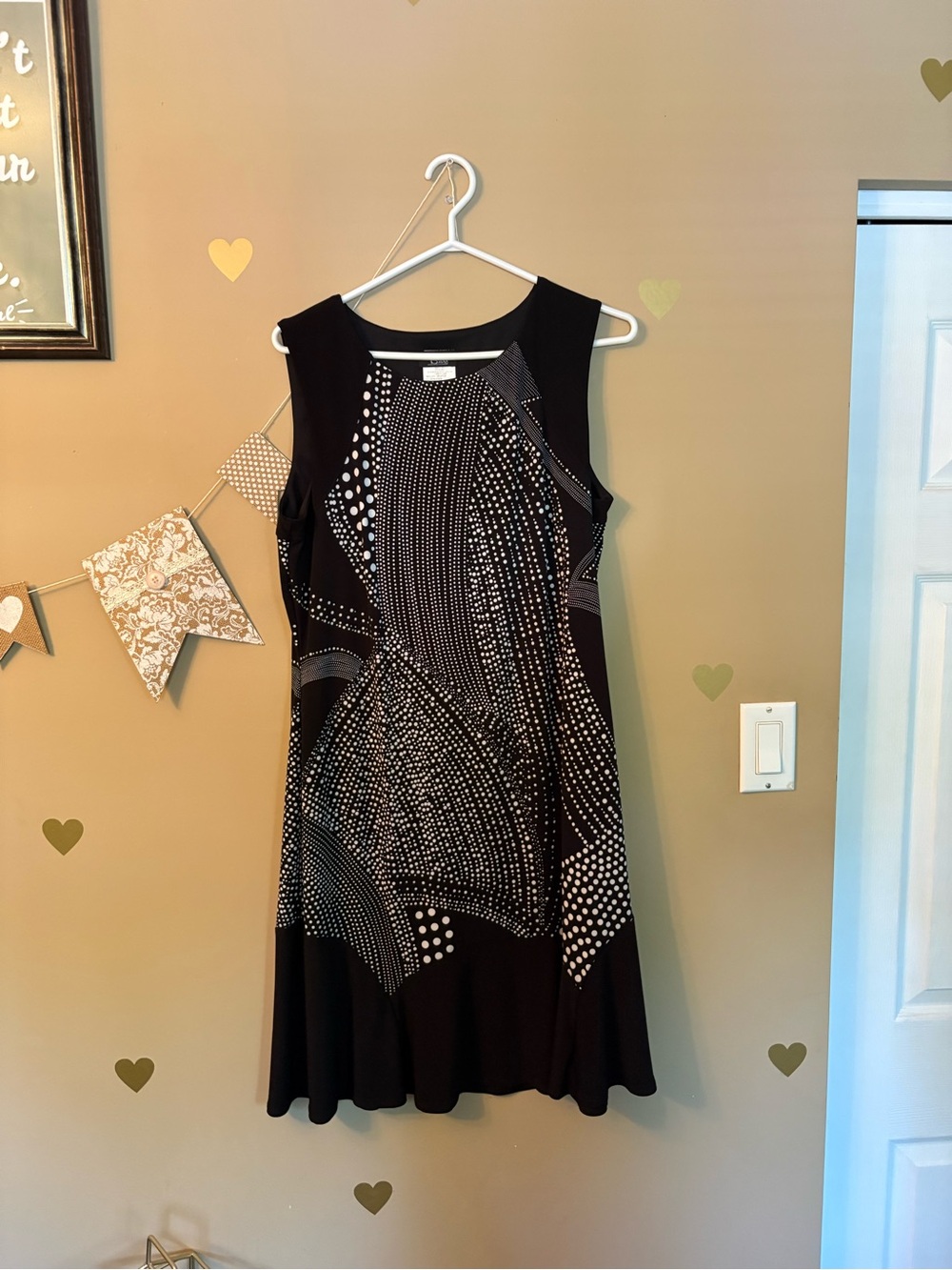 Bali Black Midi Dress with White Dot Pattern - Picture 2 of 7